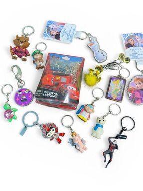 Character Keychain Bundle with Red Lightning McQueen Frozen and Tinker Bell